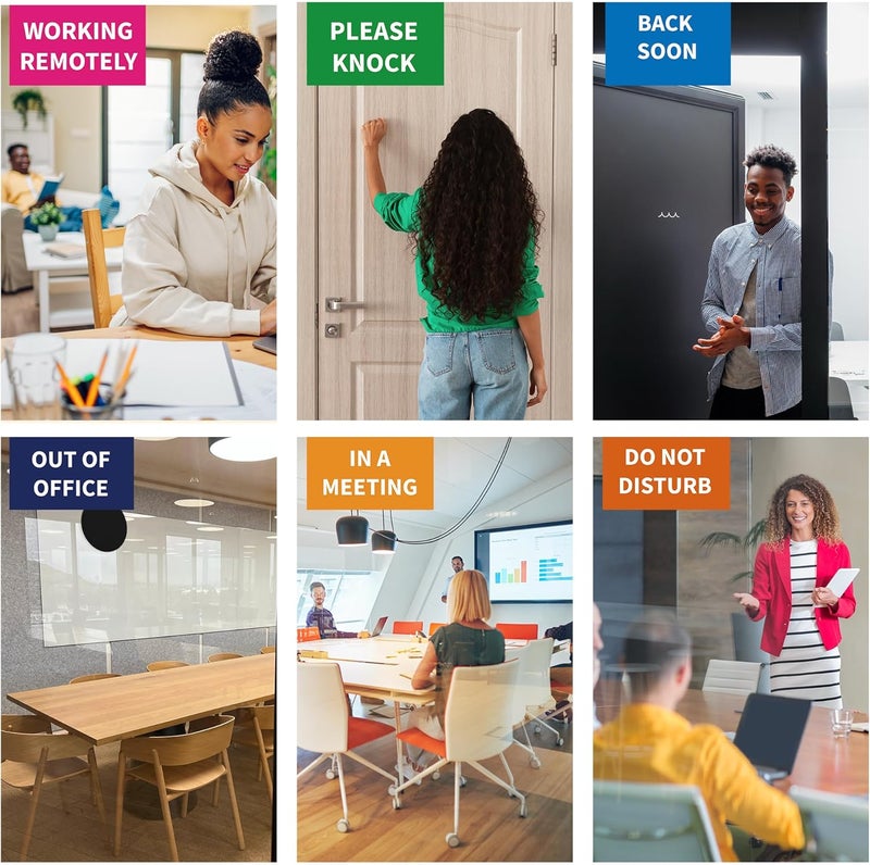 EliteSign Office Door Signs -6 Options Do Not Disturb, In A Meeting, Out Of Office, Working Remotely, Back Soon Please Knock,Privacy Door Slider Sign for Meeting & Conference Room Brushed Gold - Image 5